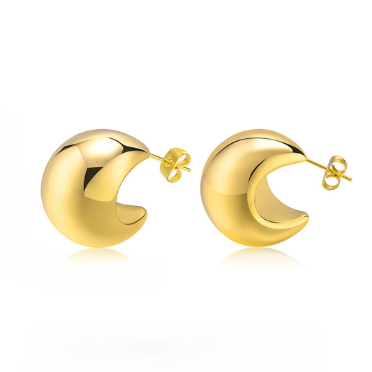 European And American Jewelry Wholesale Stainless Steel Hollow Crescent Moon Earrings Women