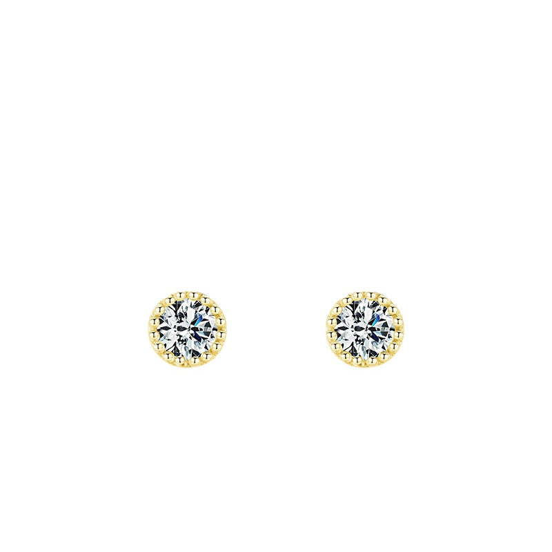 S925 Sterling Silver Minimalist Women's Earrings with Zircon Inlay