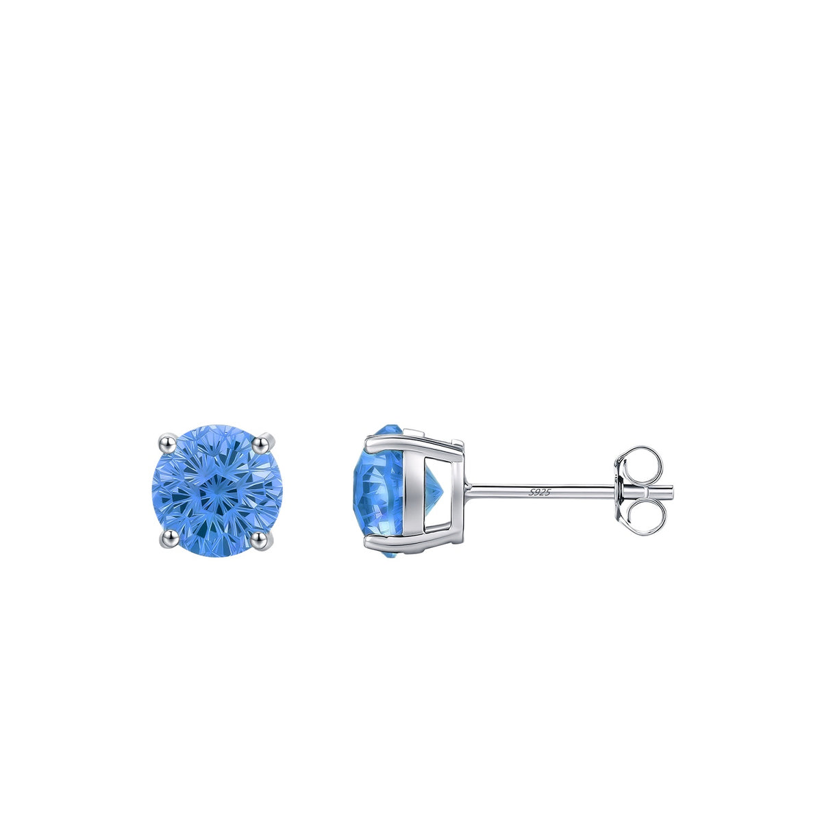925 Sterling Silver Royal Blue Fireworks-Cut Zircon Stud Earrings