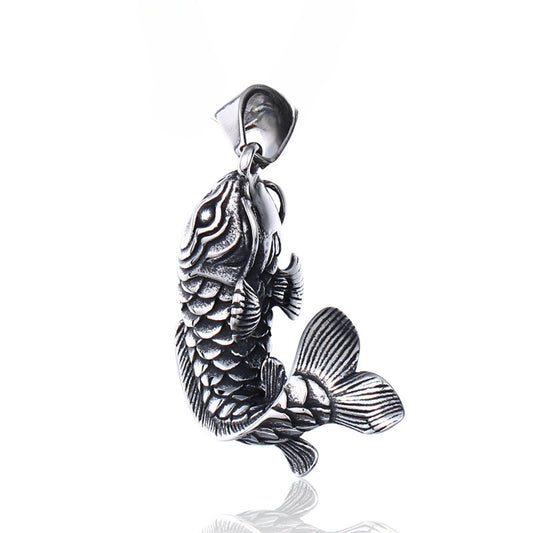 Stainless Steel Koi Fish Pendant - Wholesale Titanium Steel Hip Hop Design for Men