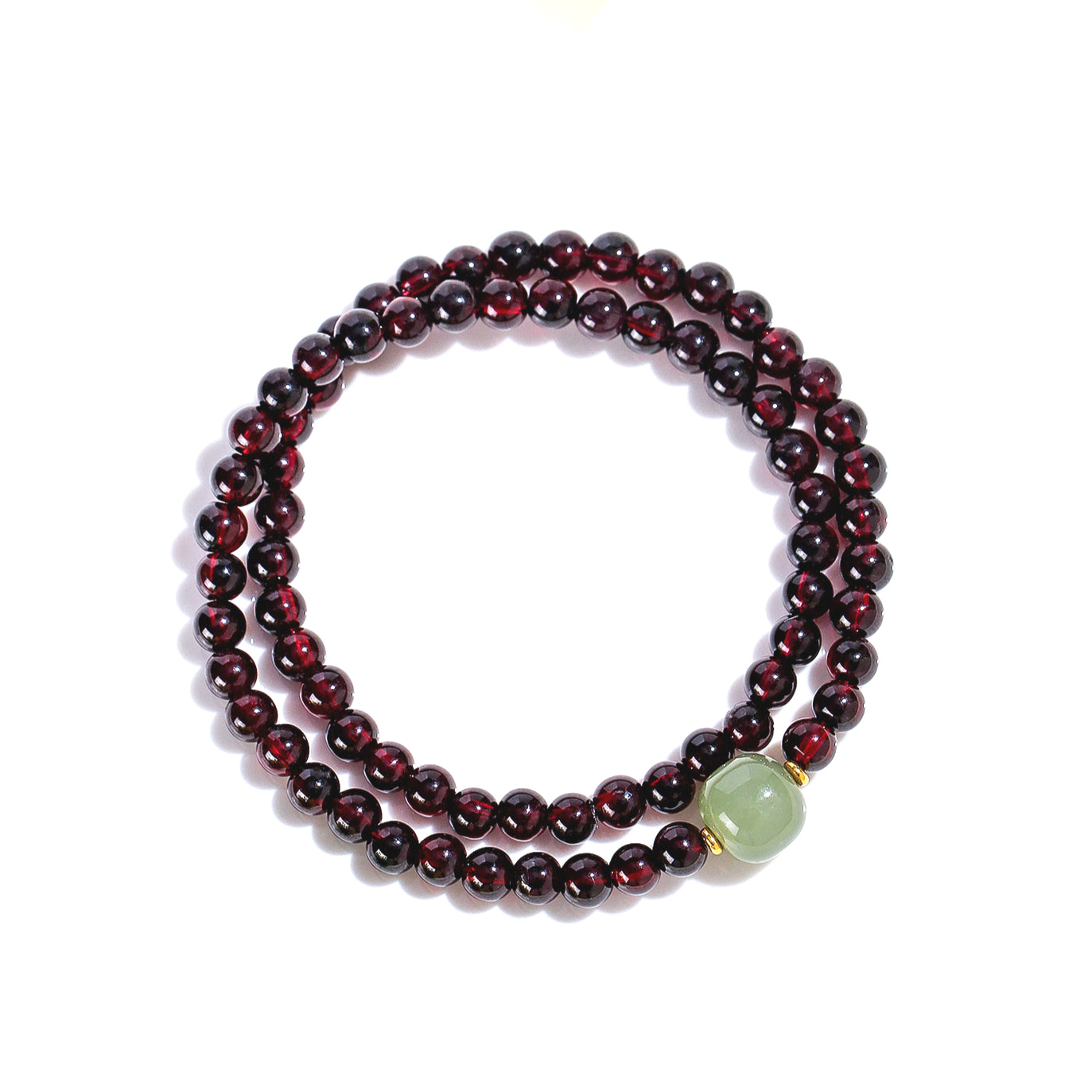Planderful Fortune's Favor Bracelet – Elegant Natural Garnet and Hetian Jade Design