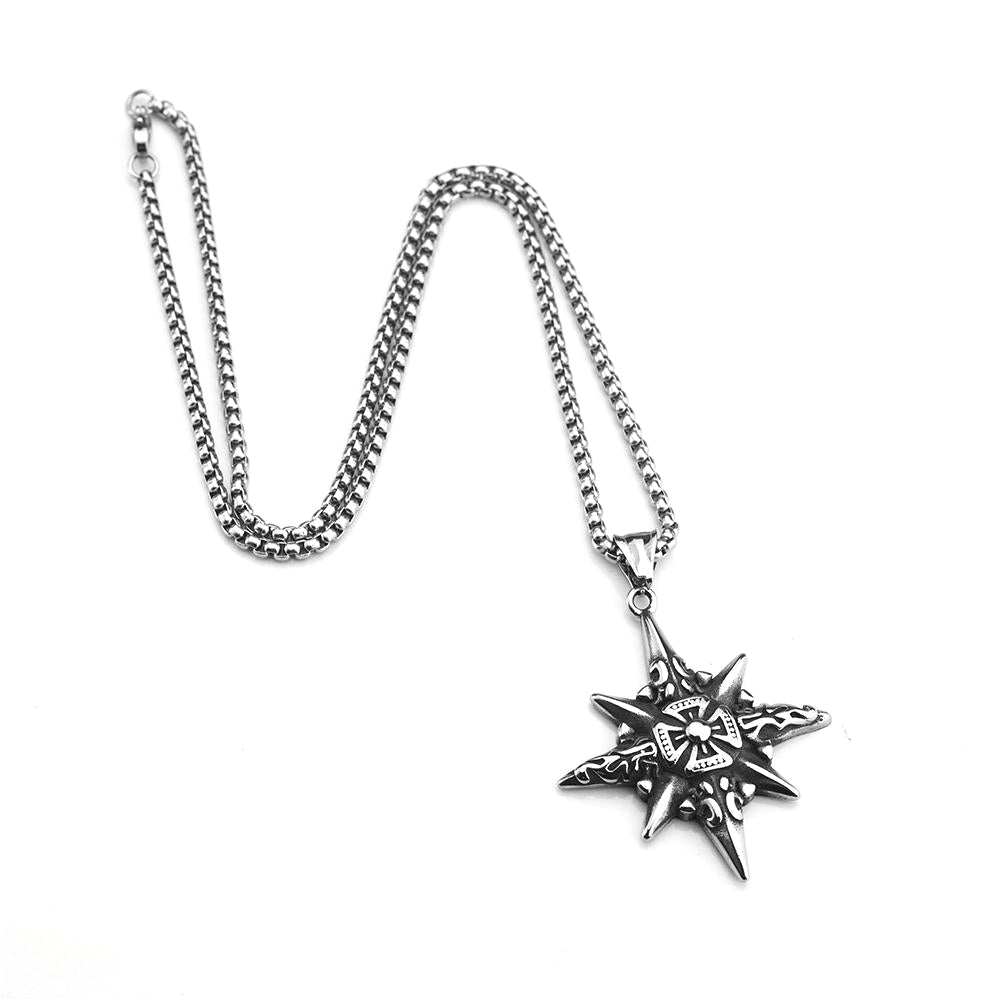 European And American Retro Stainless Steel Men's Pendant Compass Cross Pendant