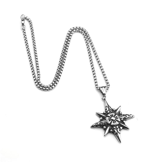 European And American Retro Stainless Steel Men's Pendant Compass Cross Pendant