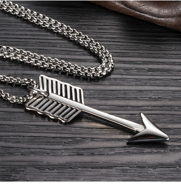 Ancient Weapons Bow And Arrow Stainless Steel Pendant Necklace