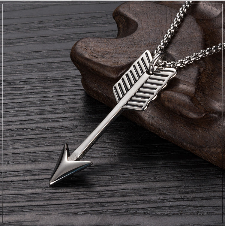 Ancient Weapons Bow And Arrow Stainless Steel Pendant Necklace