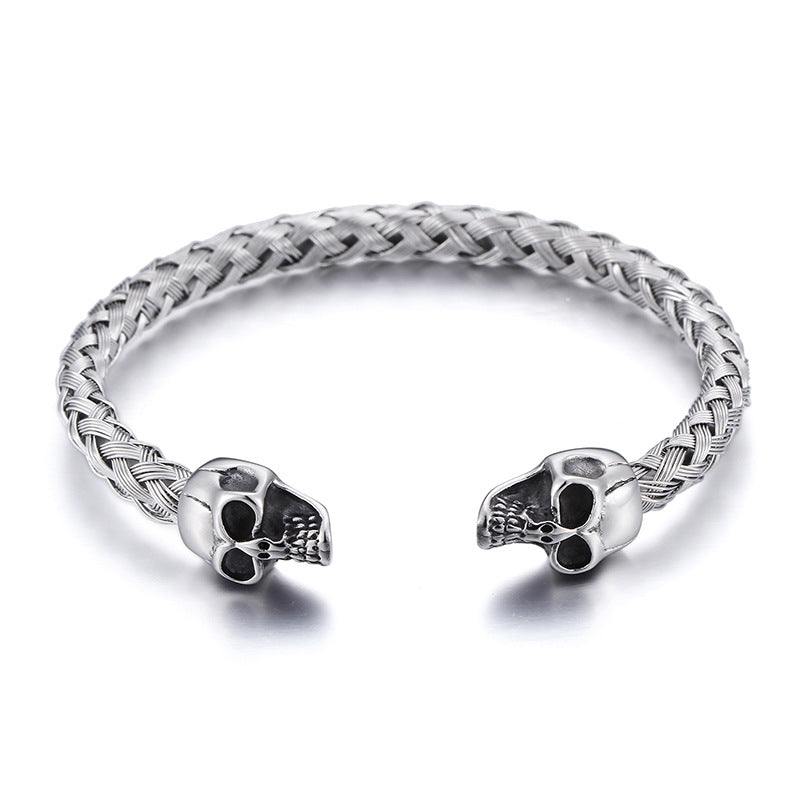 Stainless Steel Skull Open Men's Bracelet – Punk Bracelet.