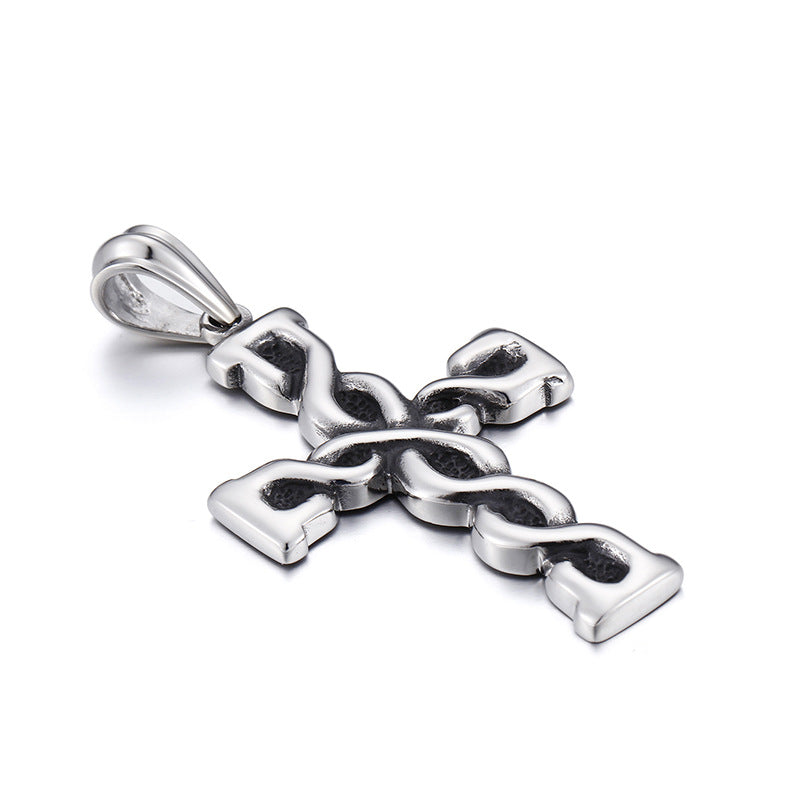 Japanese and Korean Titanium Steel Cross Pendant for Men - Retro Hipster Jewelry