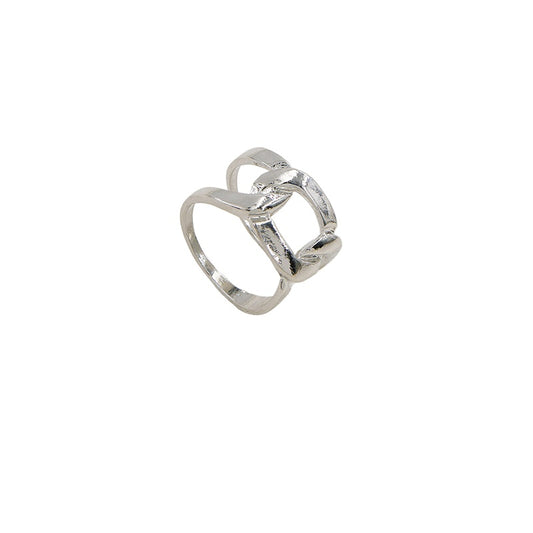 Bold Chain Buckle Metal Ring Inspired by Korean Hip-Hop Jewelry