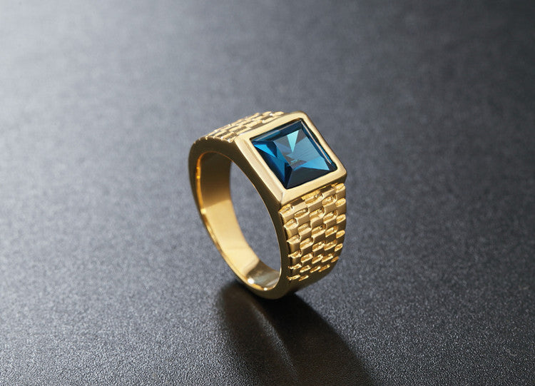 Planderful Gold Plated Zircon Ring Titanium Steel Unisex For Men And Women Durable Everyday Style
