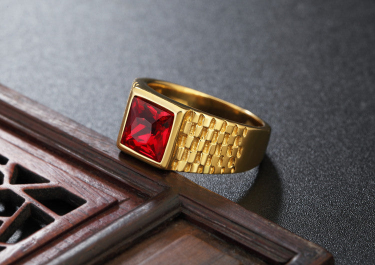 Planderful Gold Plated Zircon Ring Titanium Steel Unisex For Men And Women Durable Everyday Style