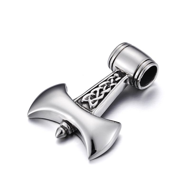 Men's Titanium Steel Pendant Inspired by Thor's Hammer - Cross-Border Jewelry Supply