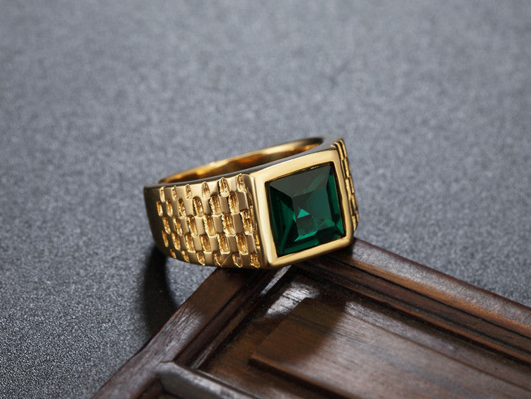 Planderful Gold Plated Zircon Ring Titanium Steel Unisex For Men And Women Durable Everyday Style