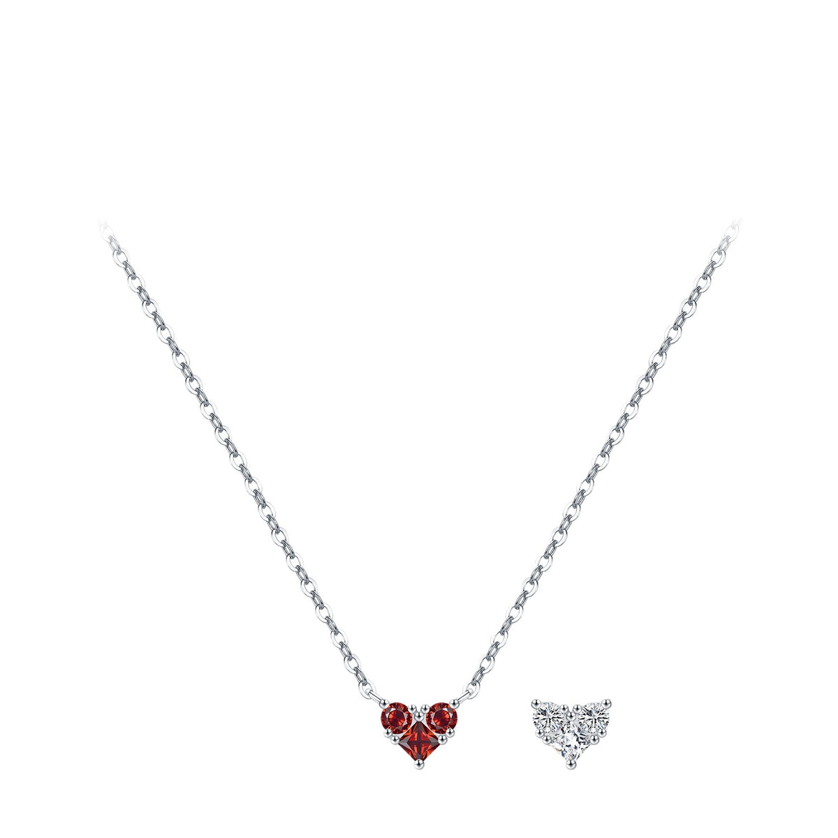 925 Sterling Silver Birthstone Heart Zircon Necklace