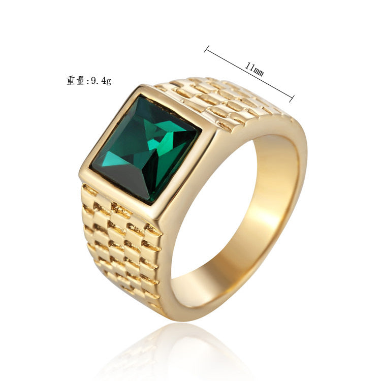 Planderful Gold Plated Zircon Ring Titanium Steel Unisex For Men And Women Durable Everyday Style
