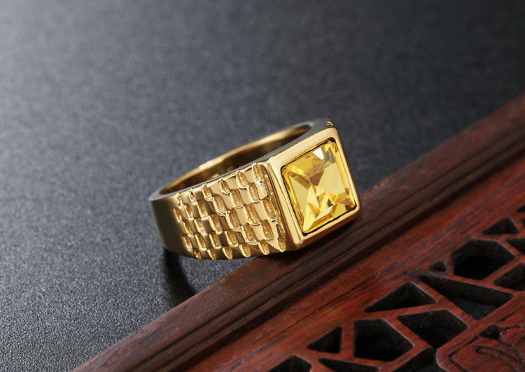 Planderful Gold Plated Zircon Ring Titanium Steel Unisex For Men And Women Durable Everyday Style