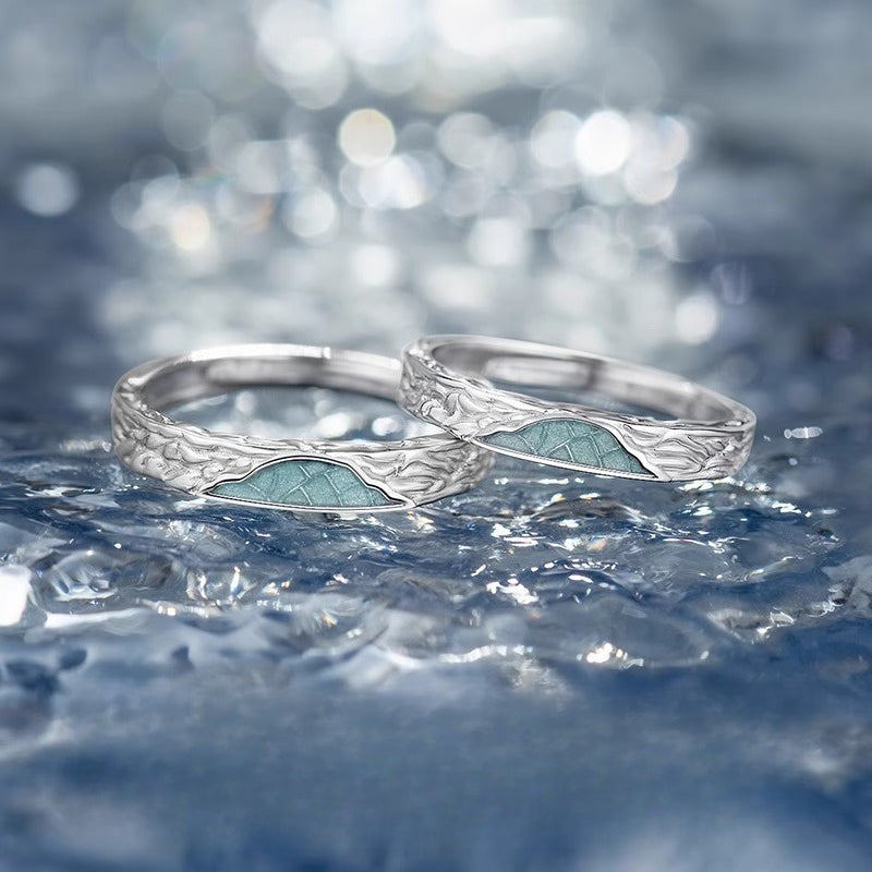 Planderful Sterling Silver Glacier Couple Ring For Girlfriend And Boyfriend Fashion Gift