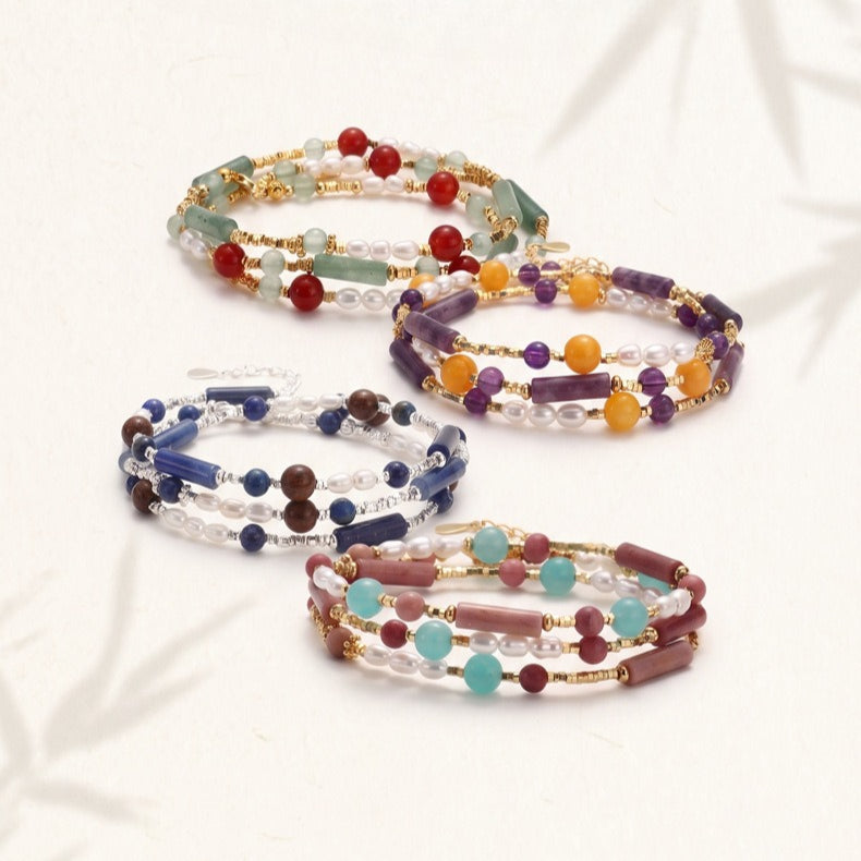 Freshwater Pearl & Aventurine Multi-Wrap Bracelet