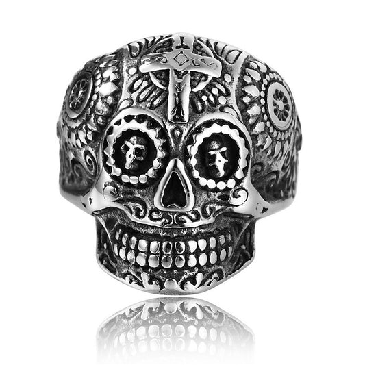 Halloween Skull Carving Titanium Steel Ring for Men
