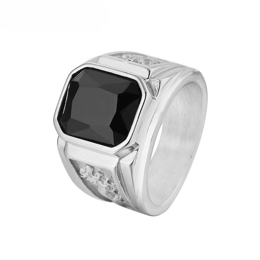 Planderful Chinese Dragon Ring For Men Unisex Titanium Steel Zircon Personalized Protection Statement