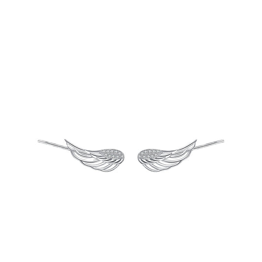 S925 Pure Silver Micro Inlaid Angel Wings Ear Clip for Women