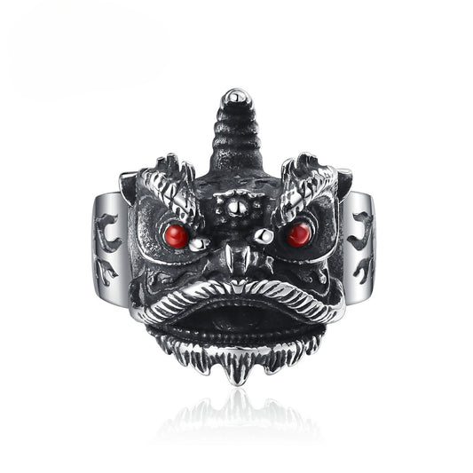 Steel Ring – Vintage Lion Head Mens Ring