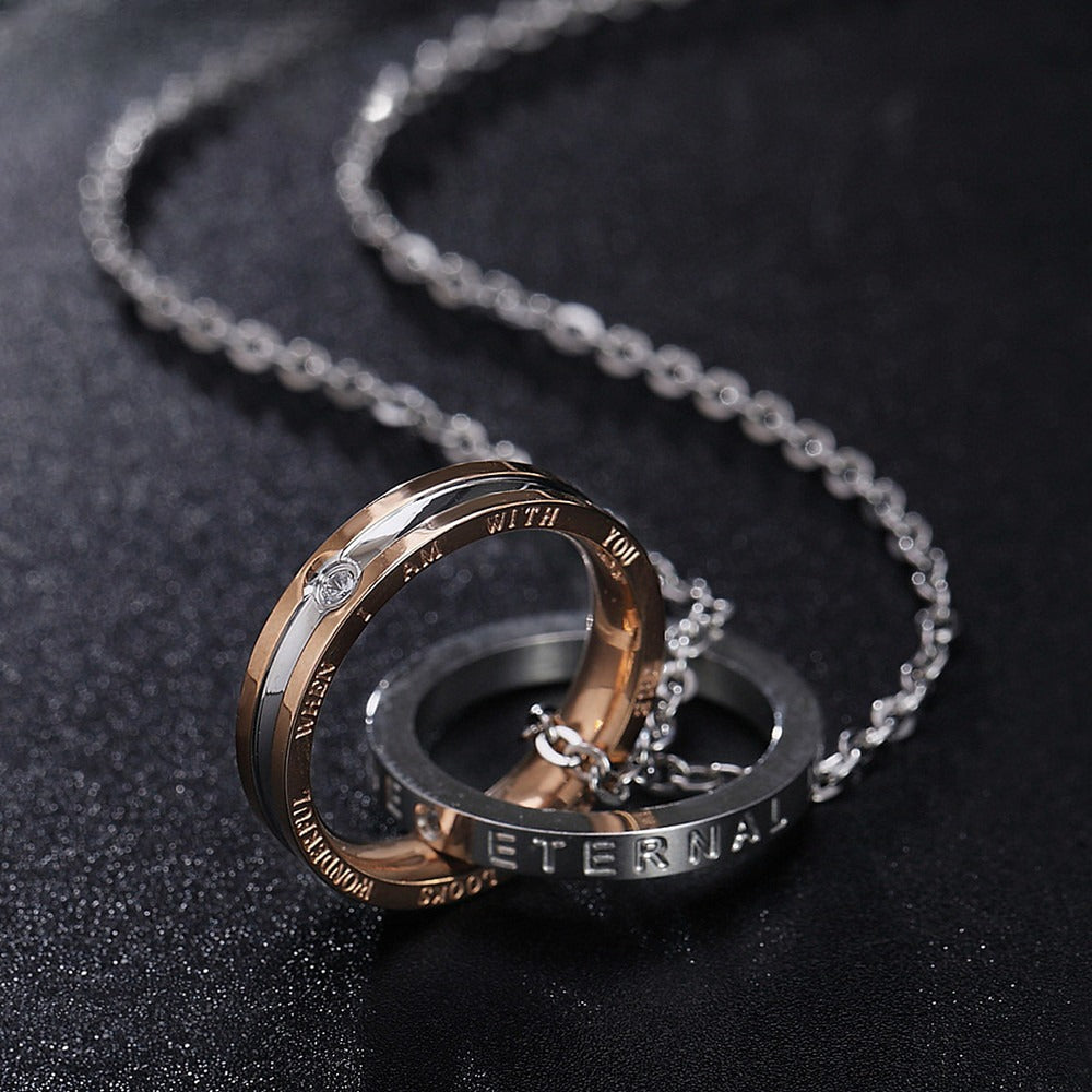 Planderful Titanium Steel Unisex Couple Necklace With Protection Pendant For Couples