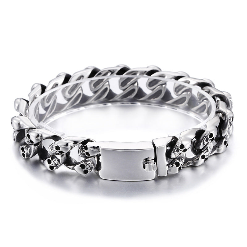 Men's Titanium Steel Skull Bracelet - Trendy Korean-Inspired Thick Jewelry for the Bold