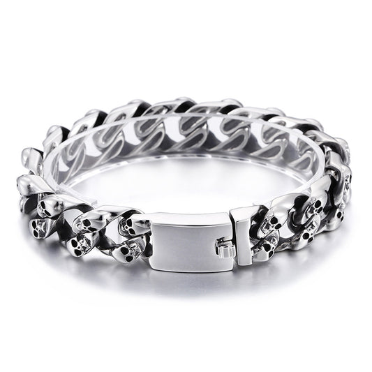 Men's Titanium Steel Skull Bracelet - Trendy Korean-Inspired Thick Jewelry for the Bold
