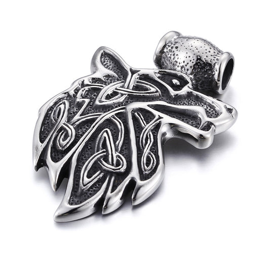 Men's Personalized Titanium Steel Cross Pendant with Wolf Head Design