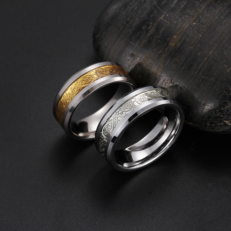 Tungsten Steel Dragon Ring – Unisex Trendy Roman Design Tail Ring for Men and Women, Wholesale Jewelry