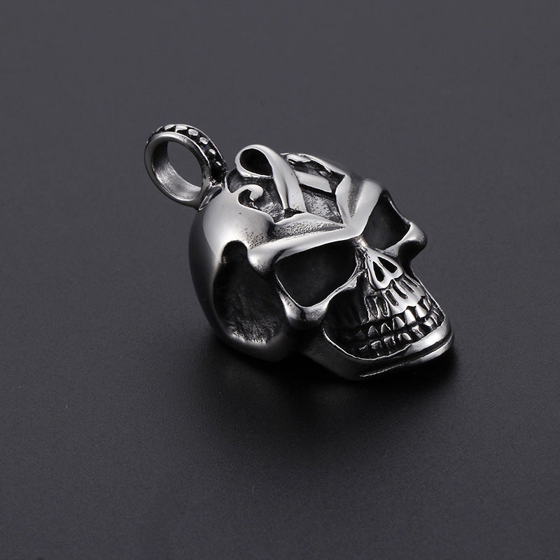 Men's Bold 3D Skull Pendant in Titanium Steel