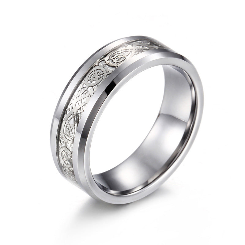 Tungsten Steel Dragon Ring – Unisex Trendy Roman Design Tail Ring for Men and Women, Wholesale Jewelry