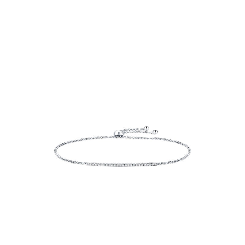 Stylish Sterling Silver Bracelet with Zircon Inlay