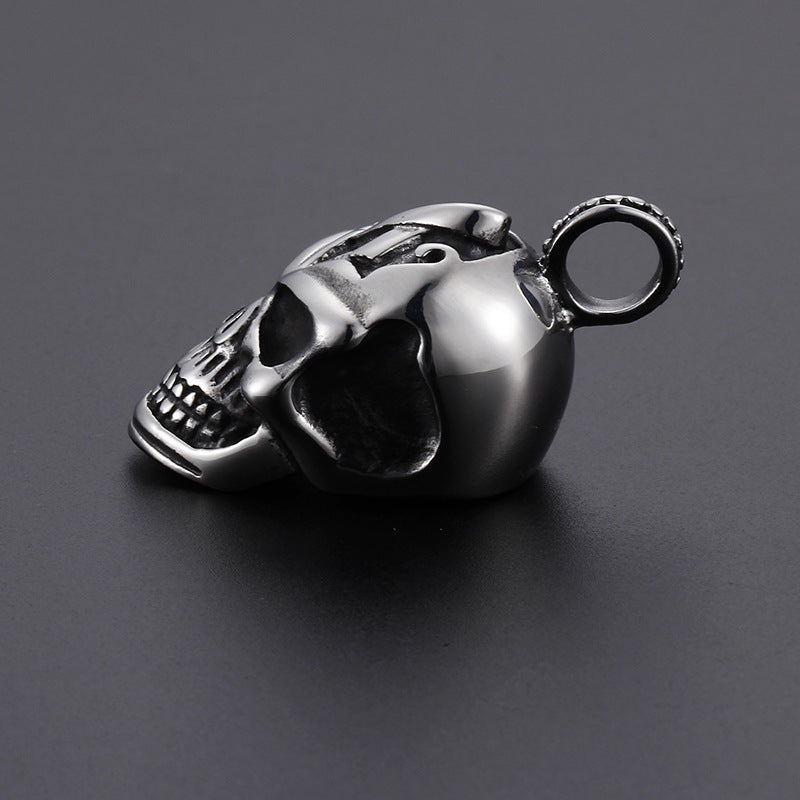 Men's Bold 3D Skull Pendant in Titanium Steel