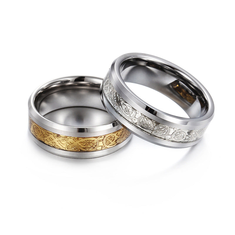 Tungsten Steel Dragon Ring – Unisex Trendy Roman Design Tail Ring for Men and Women, Wholesale Jewelry
