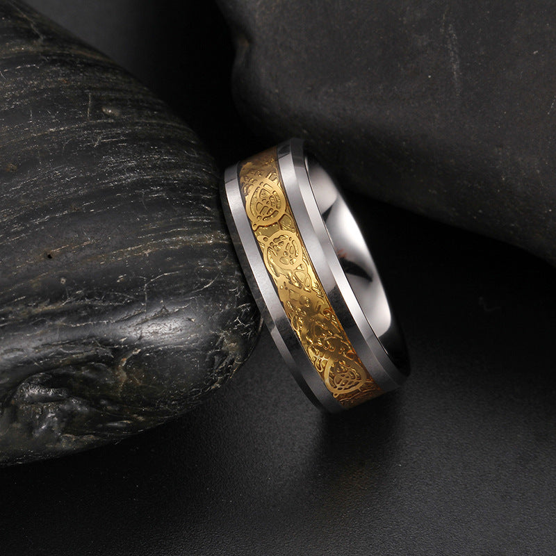 Tungsten Steel Dragon Ring – Unisex Trendy Roman Design Tail Ring for Men and Women, Wholesale Jewelry