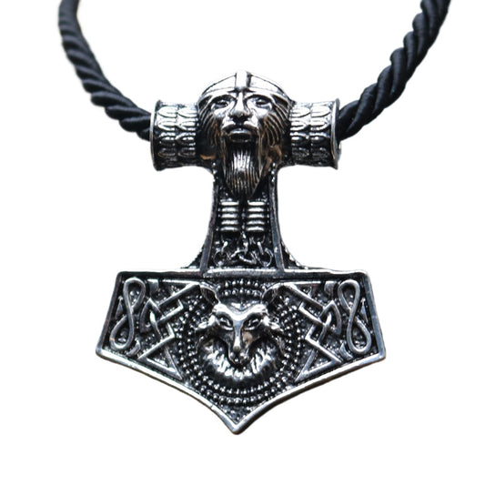 Viking Odin Portrait Wolf Head Necklace for Men - Authentic Norse Legacy Jewelry