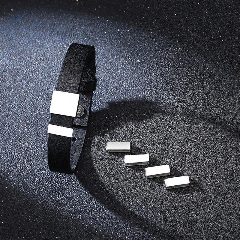 Stainless Steel Leather Rope Vintage Bracelet for Men