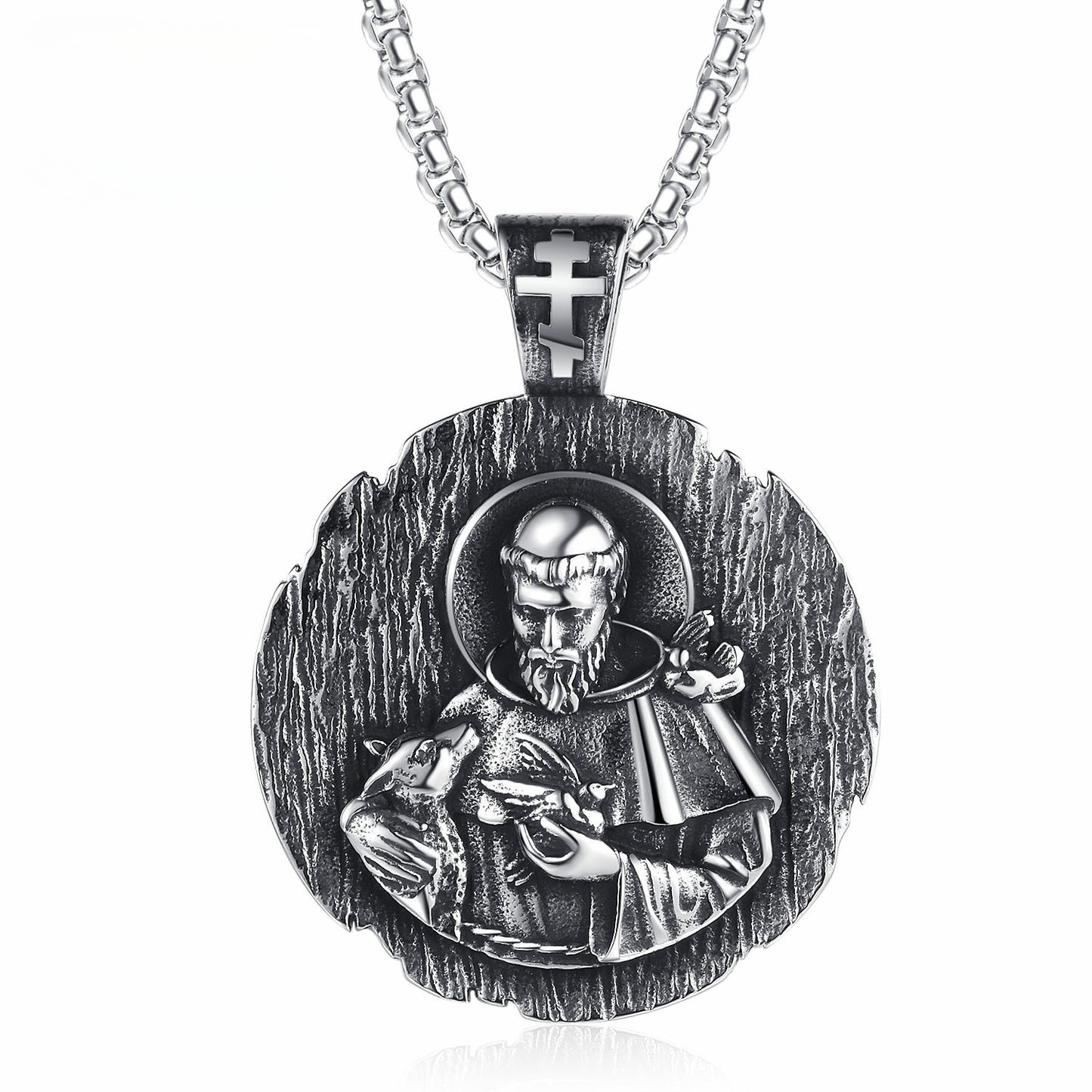 Steel Necklace – Statement St Michael Amulet By Planderful