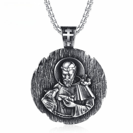 Steel Necklace – Statement St Michael Amulet By Planderful