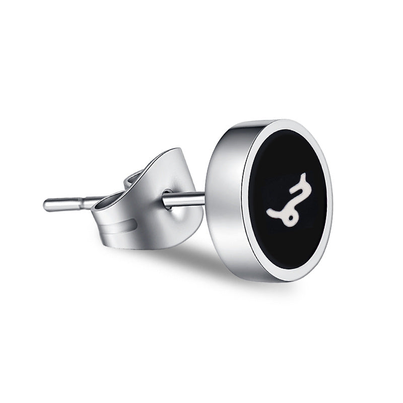 Titanium Steel Twelve Constellation Stud Earrings for Men