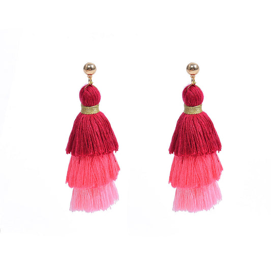 Bohemian Style Tower Earrings with Geometric Tassel Design