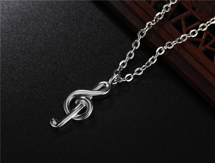 Planderful Titanium Steel Music Note Pendant Necklace Unisex Jewelry For Men And Women Durable Style