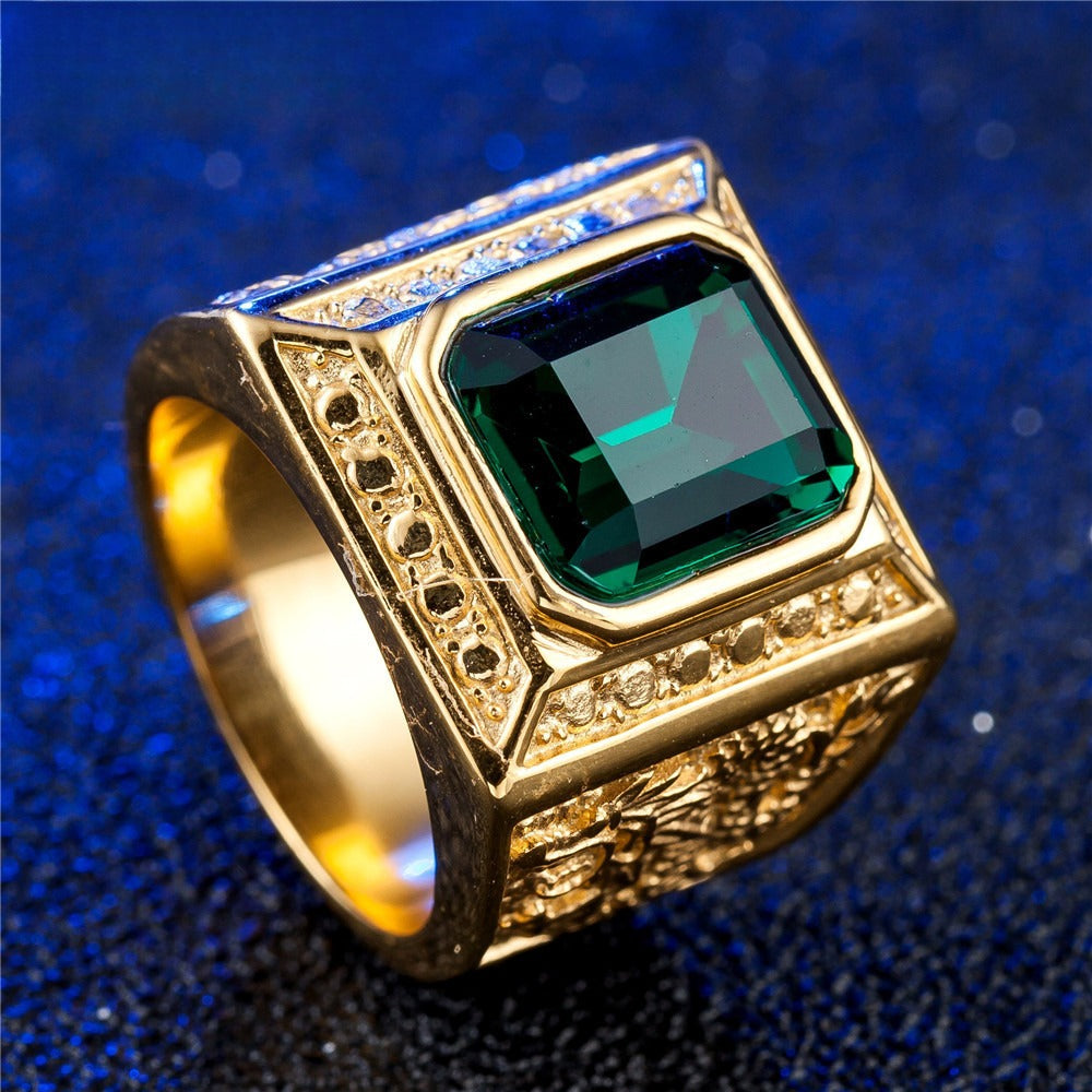 Dragon Stainless Steel Ring For Men And Women Chinese Style Zircon Domineering Bold Statement Planderful