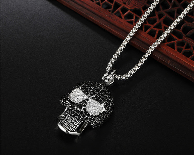 Zircon Skull Titanium Steel Pendant Necklace