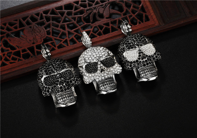 Zircon Skull Titanium Steel Pendant Necklace
