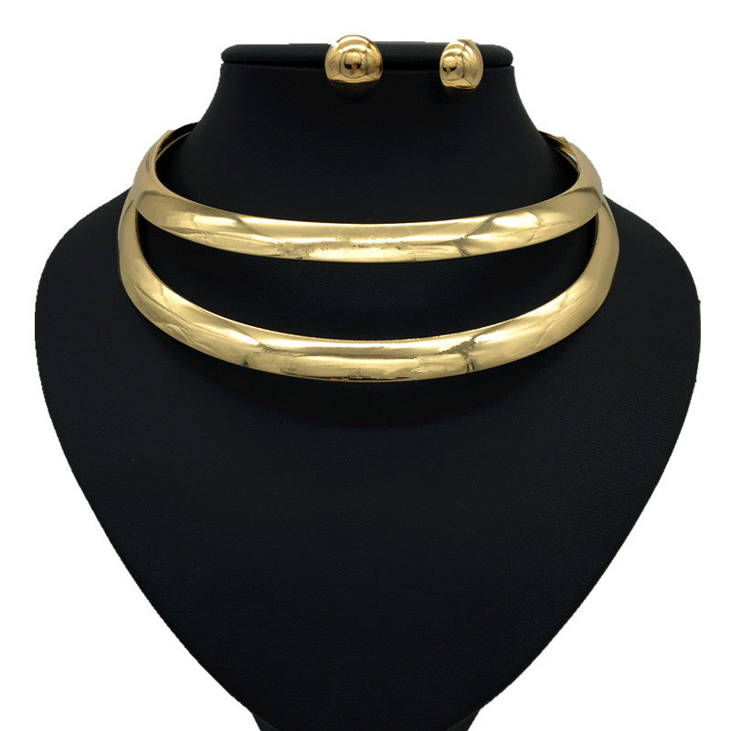 Planderful Savanna Rhythms Necklace – Stylish Double-Layer Hollow Metal Design