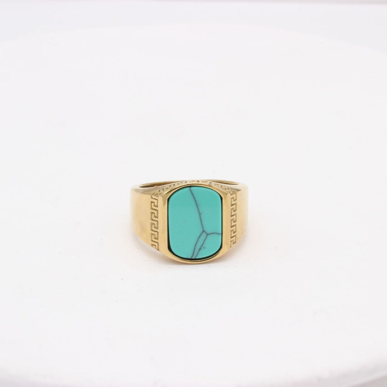 Planderful Titanium Steel Ring For Men And Unisex Turquoise Retro Statement Durable Fashion Accessory