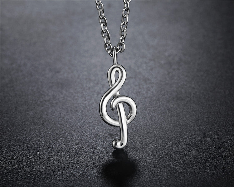 Planderful Titanium Steel Music Note Pendant Necklace Unisex Jewelry For Men And Women Durable Style