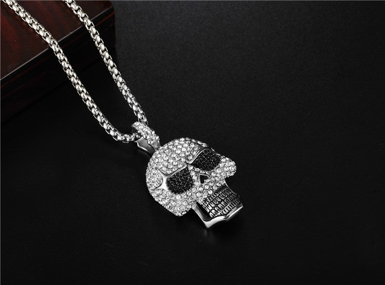 Zircon Skull Titanium Steel Pendant Necklace